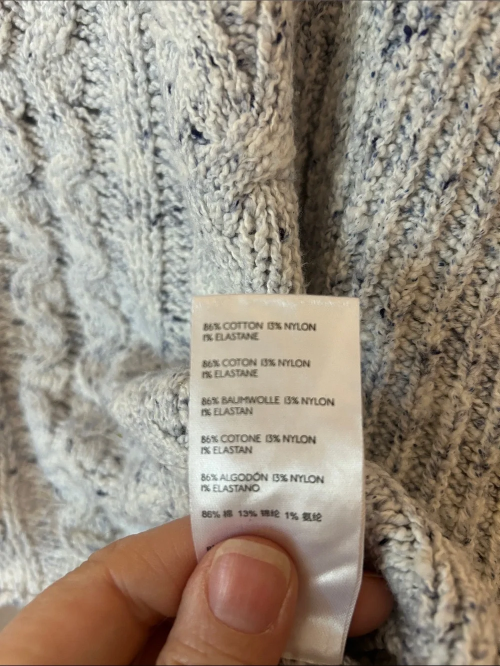 Free People Marled Light Gray Cable Knit Crewneck Sweater